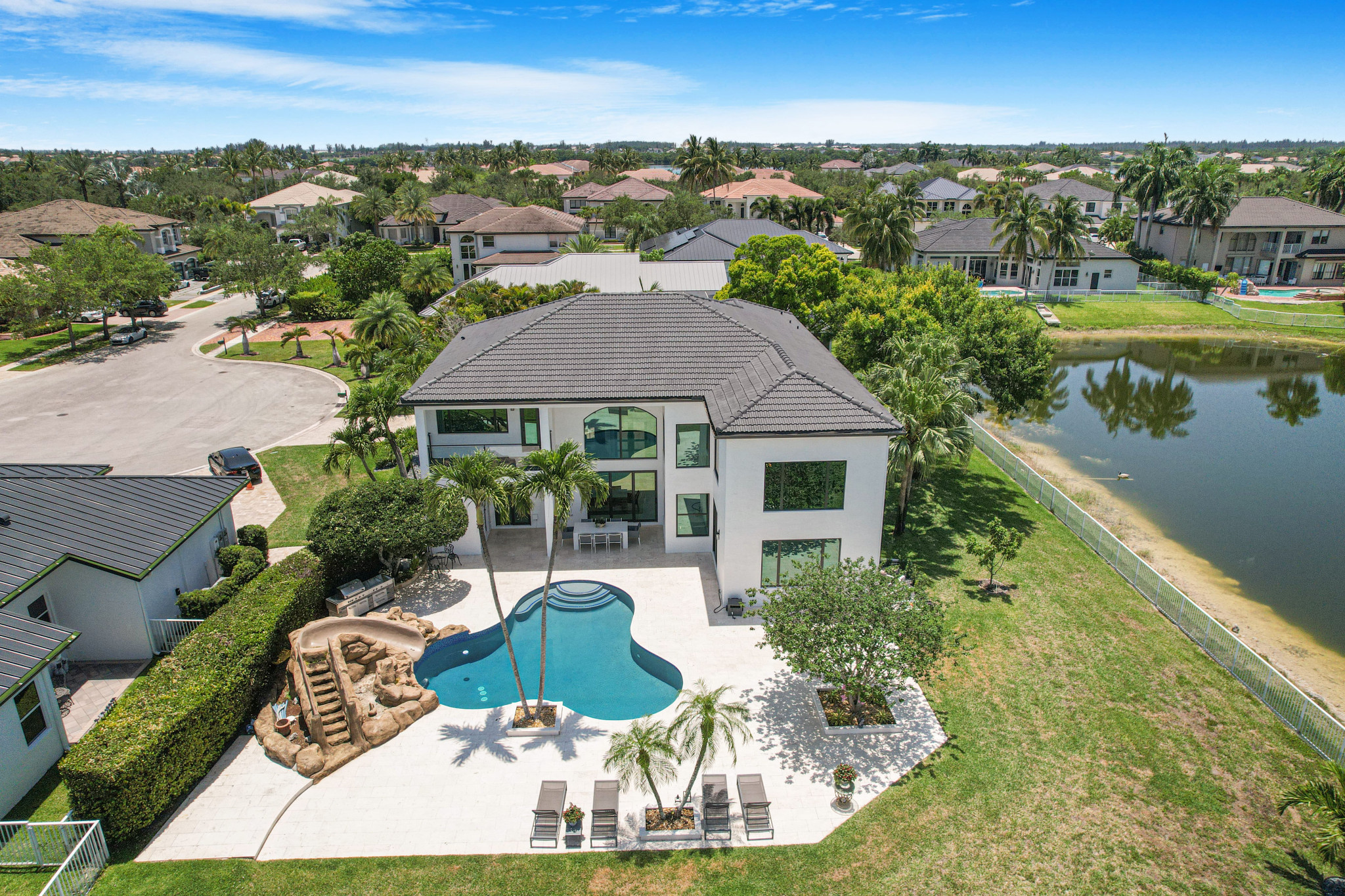 Aerial drone view of residential property in Santa Ana, CA